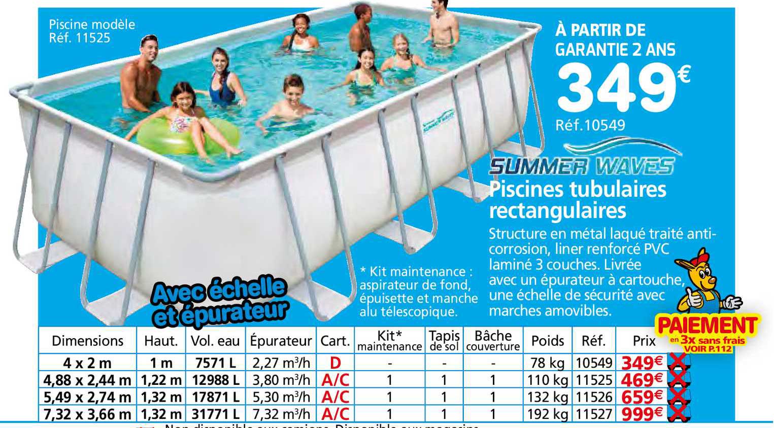 piscines tubulaires rectangulaires summer waves