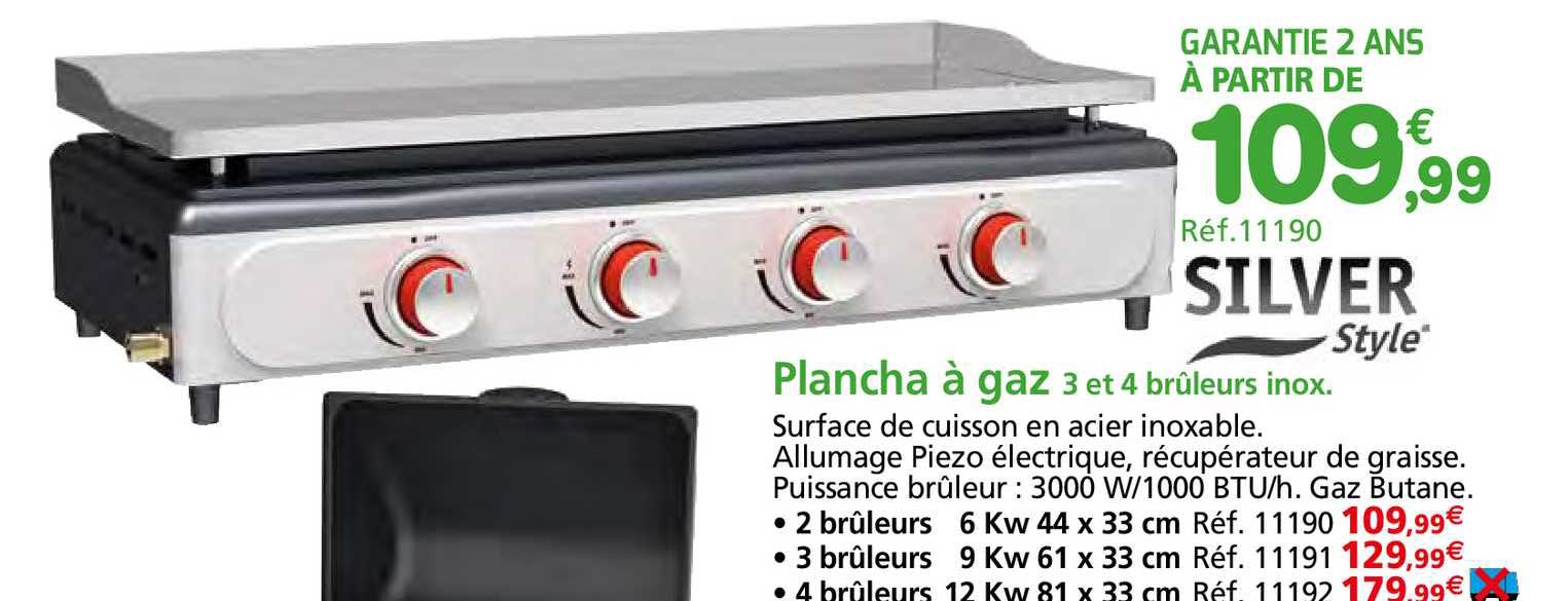 plancha à gaz 3 et 4 brûleurs inox
