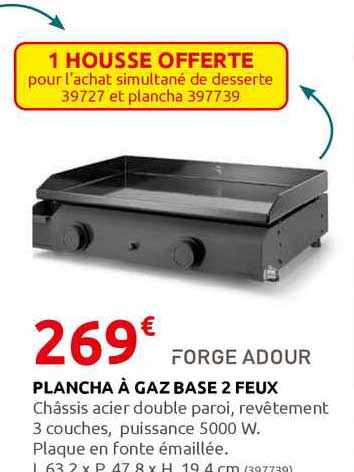 plancha à gaz base 2 feu forge adour