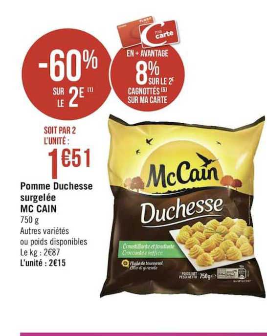 pomme duchesse surgelée mc cain