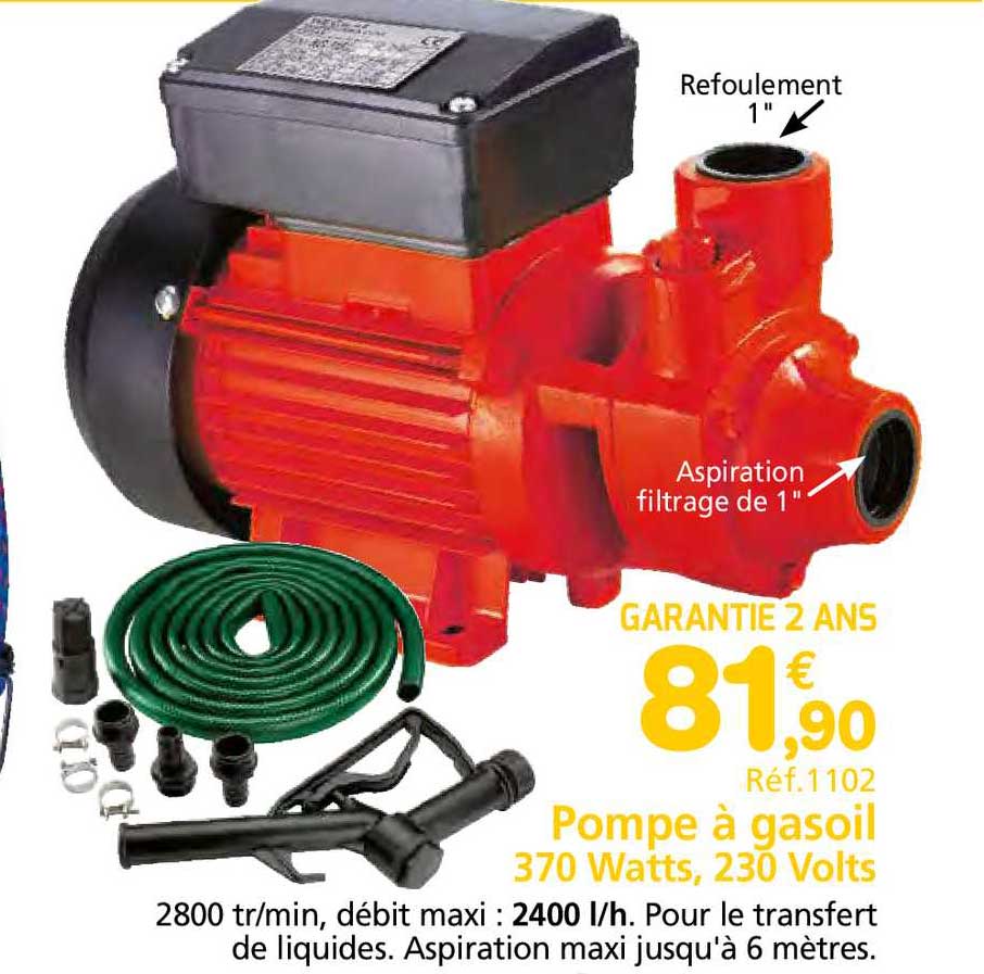 pompe à gasoil 370 watts, 230 volts