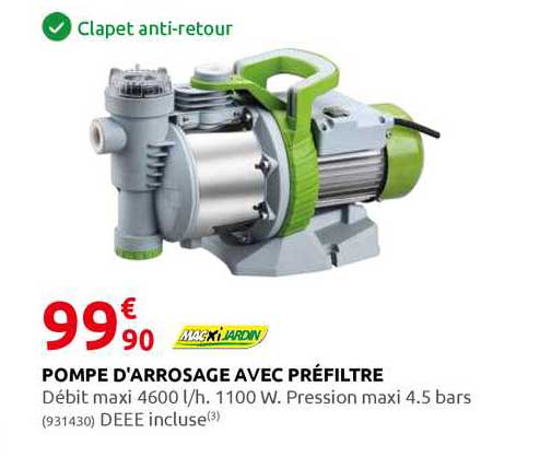 pompe d'arrosage avec préfiltré macxi jardin