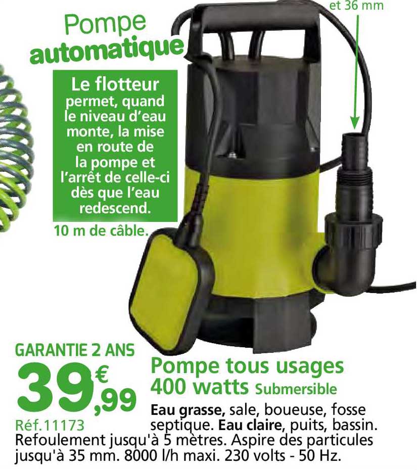 pompe tous usages 400 watts submersible