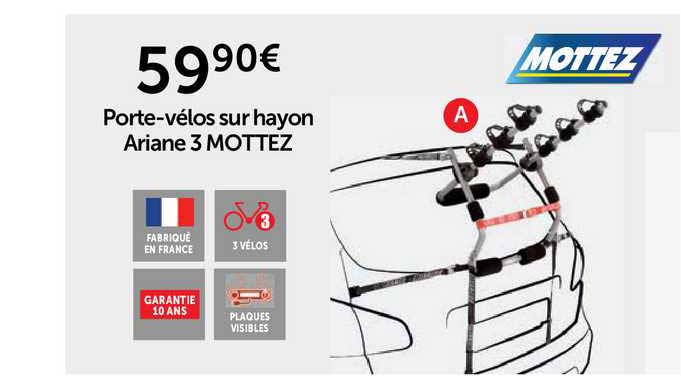 porte-vélos sur hayon ariane 3 mottez