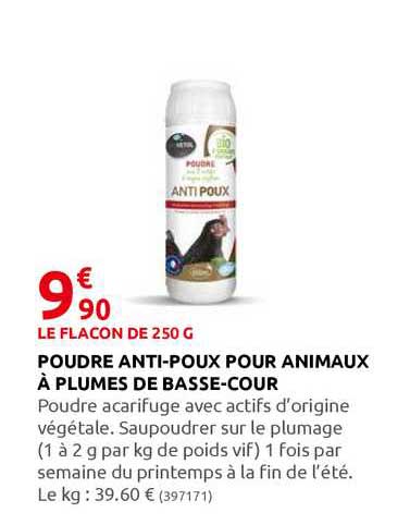 poudre anti-poux pour animaux à plumes de basse-cour