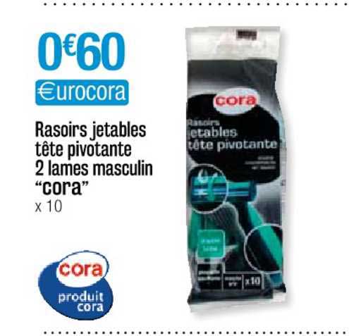 rasoirs jetables tête pivotante 2 lames masculin "cora"