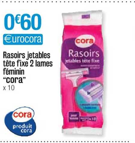 rasoirs jetables têtes fixe 2 lames féminin "cora"