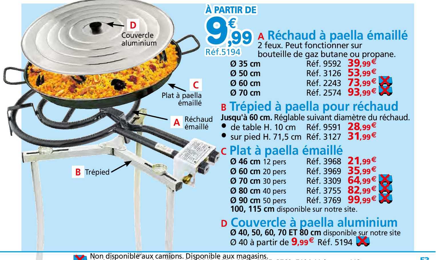 réchaud à paella émaillé, trépied à paella par réchaud, plat à paella émaillé, couvercle à paella aluminium