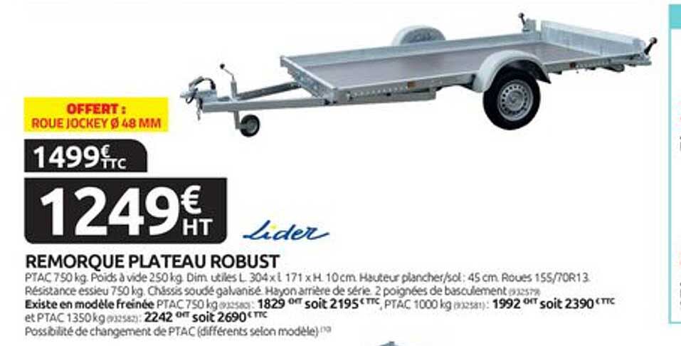 remorque plateau robust lider