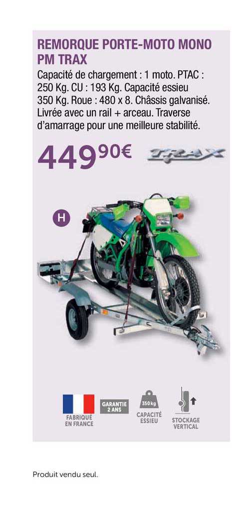 remorque porte-moto mono pm trax