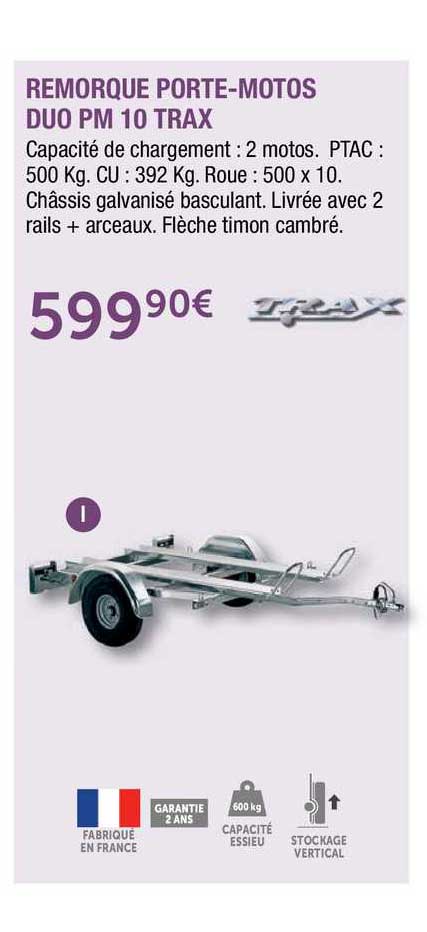 remorque porte-motos duo pm 10 trax