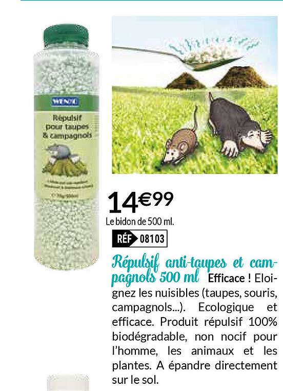 répulsif anti-taupes et campagnols 500 ml