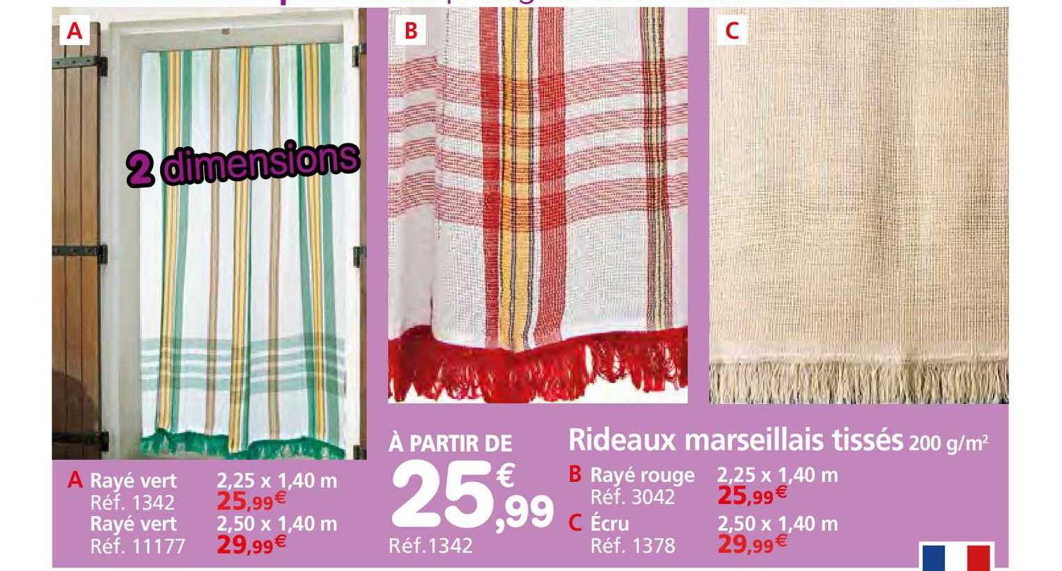 rideaux marseillais tissés 200 g-m²