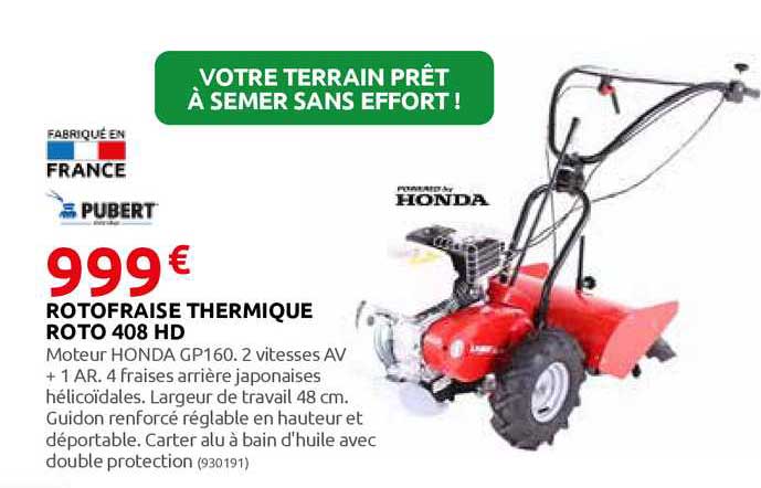 rotofraise thermique roto 408 hd pubert honda