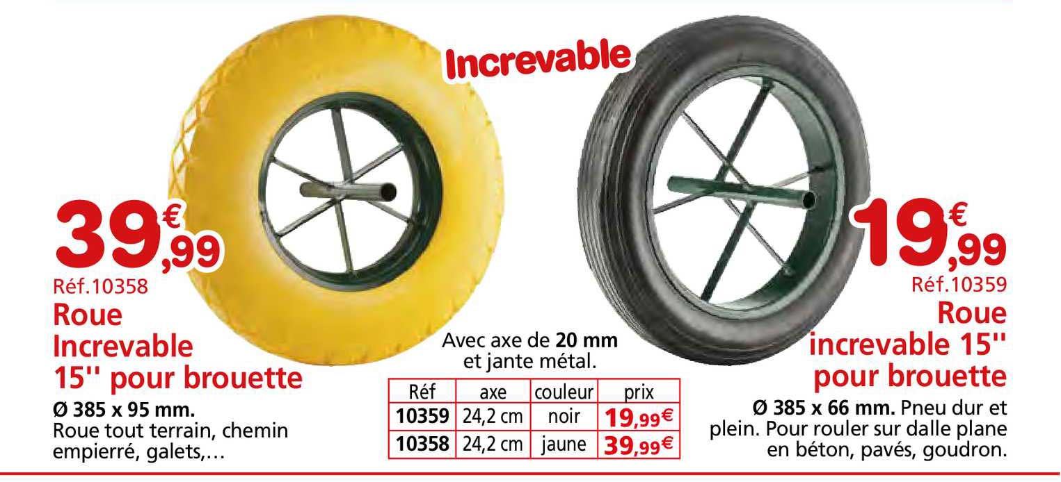 roue increvable 15" pour brouette, roue increvable 15" pour brouette
