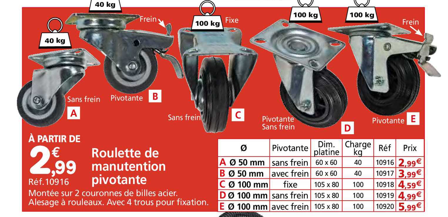 Roulette De Manutention Pivotante