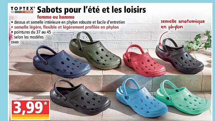 sabots pour l'été et les loisirs femme ou homme toptex