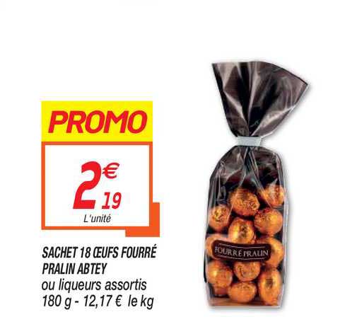 sachet 18 oeufs fourré pralin abtey
