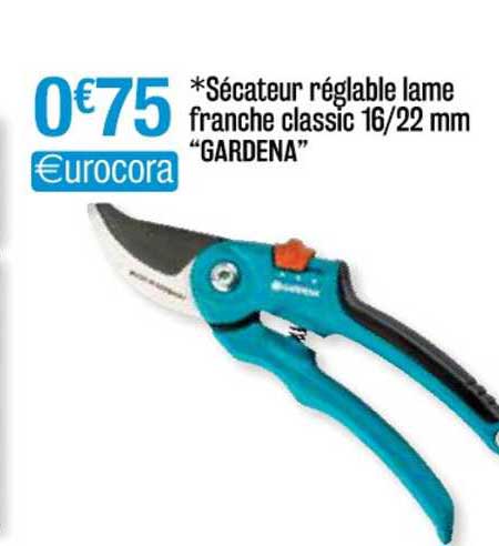 sécateur réglable lame franche classic 16-22 mm "gardena"