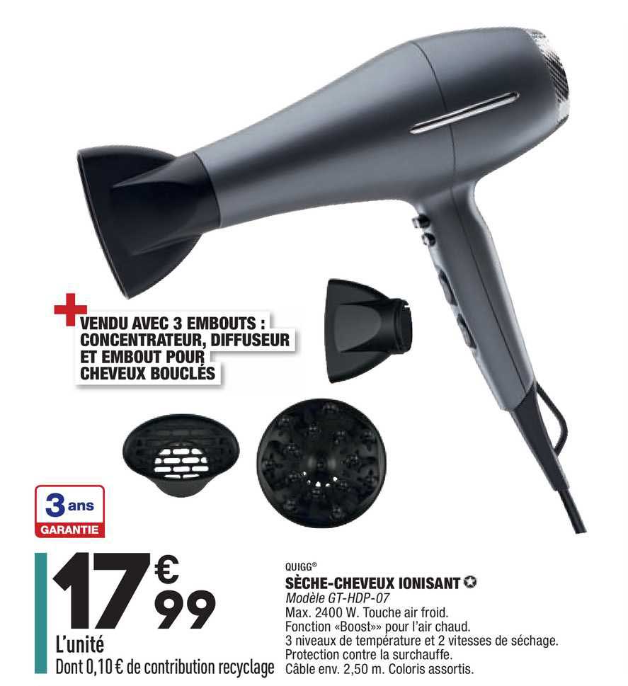 sèche-cheveux ionisant quigg