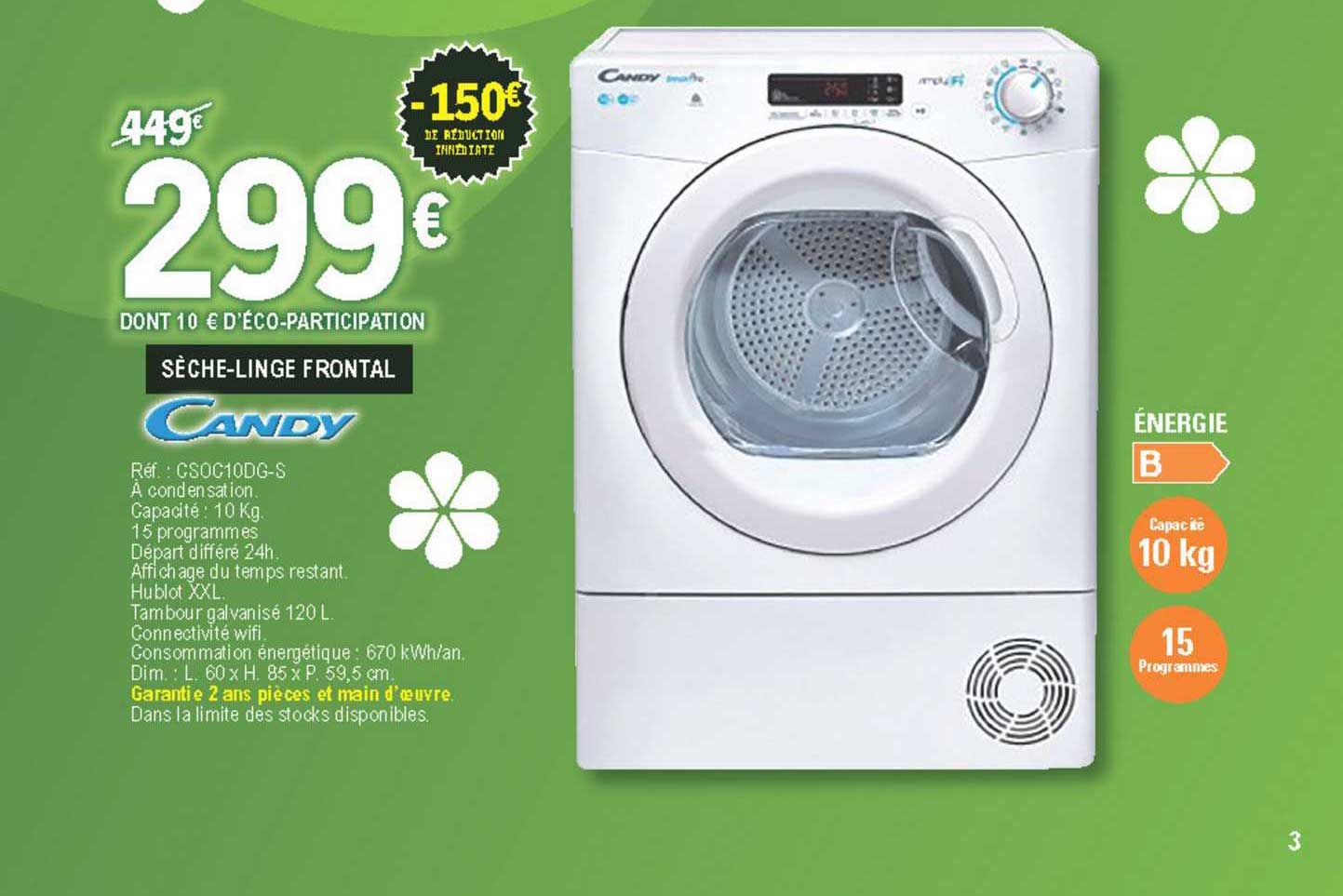 sèche-linge frontal candy