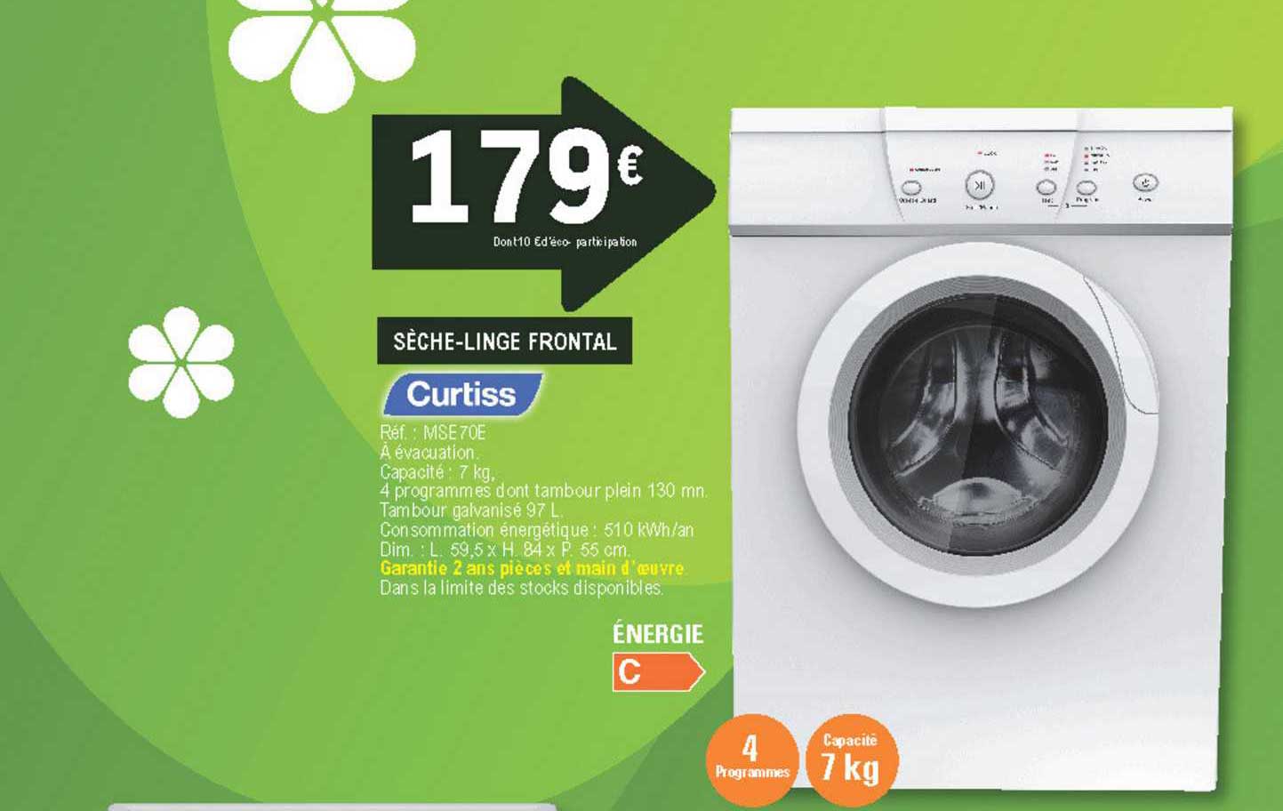 sèche-linge frontal curtiss