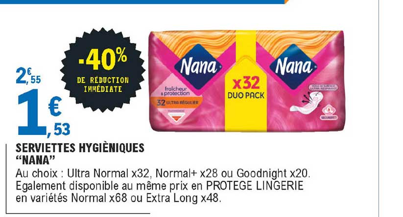 serviettes hygiéniques "nana"