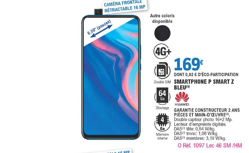 smartphone p smart z bleu huawei