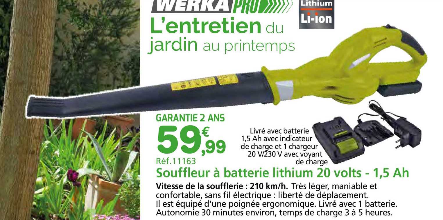 souffleur à batterie lithium 20 volts - 1,5 ah