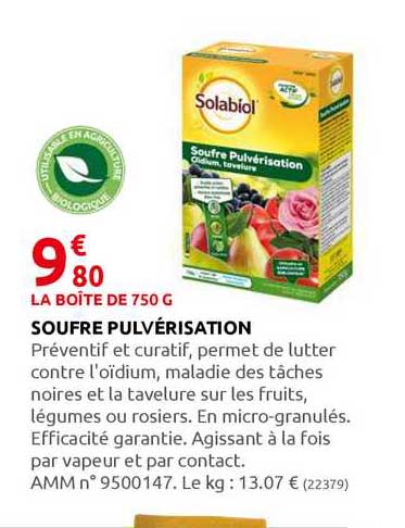 soufre pulvérisation solabiol