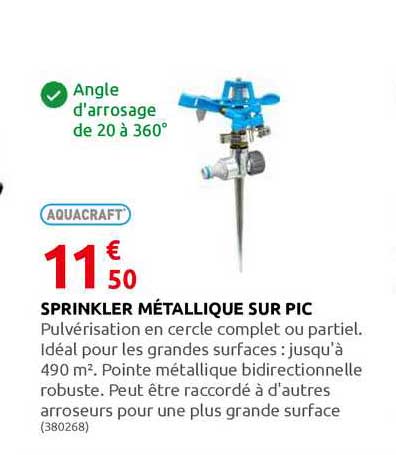 sprinkler métallique sur pic aquacraft