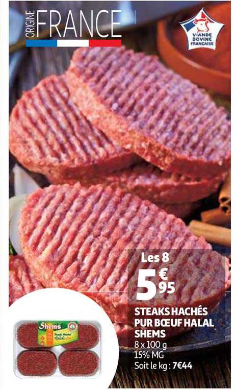 steaks hachées pur bœuf halal shems