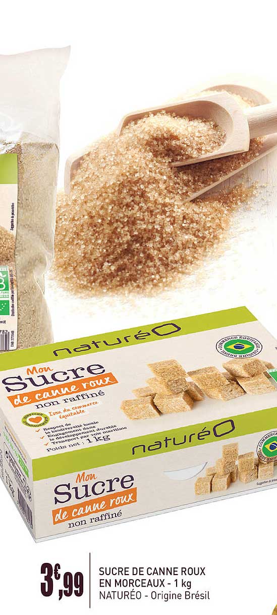 sucre de canne roux en morceaux - 1 kg naturéo