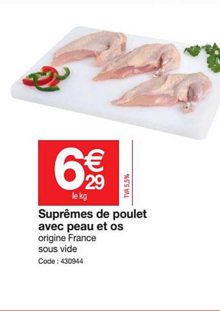 suprêmes de poulet avec peau et os