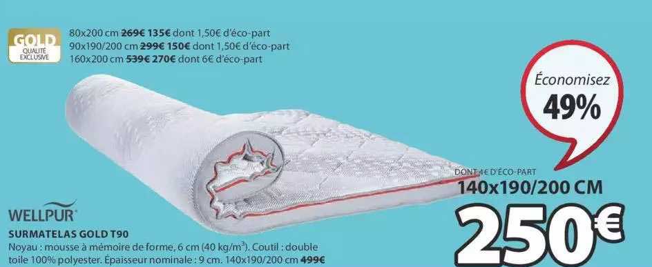 surmatelas gold t90 wellpur