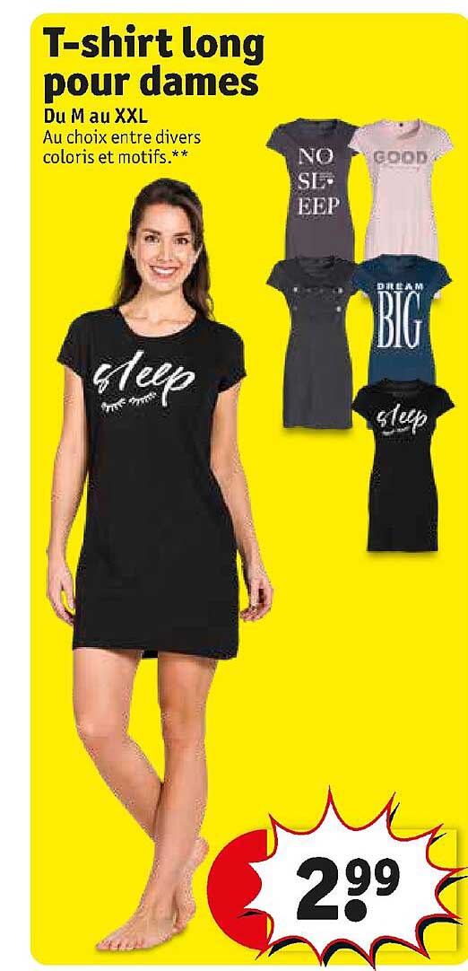 t-shirt long pour dames