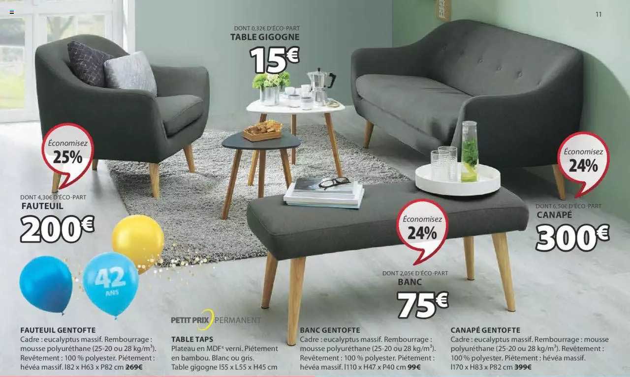 table gigogne, fauteuil gentofte, table taps, banc gentofte, canapé gentofte