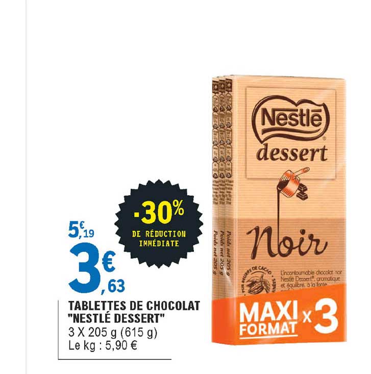 Tablettes De Chocolat "nestlé Dessert"