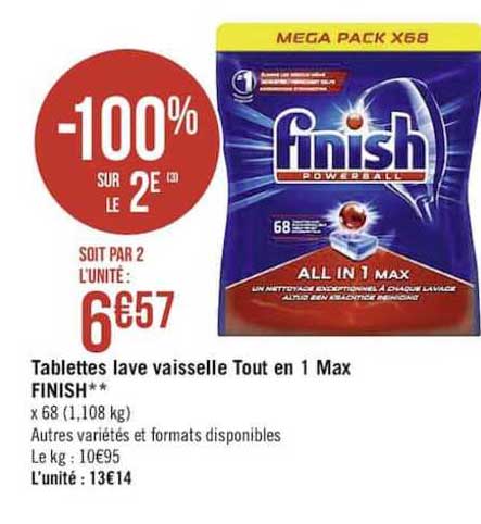 tablettes lave vaisselle tout en 1 max finish