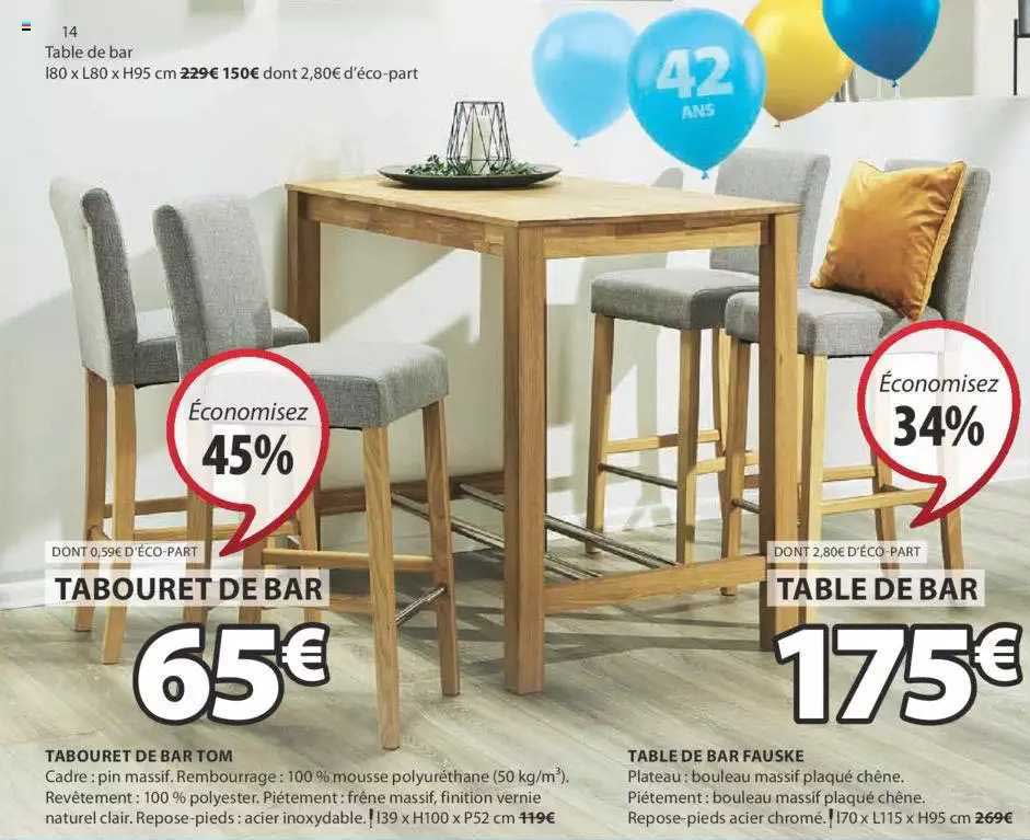 tabouret de bar tom, table de bar fauske