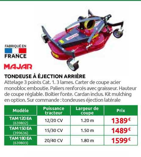 tondeuse à éjection arrière majar