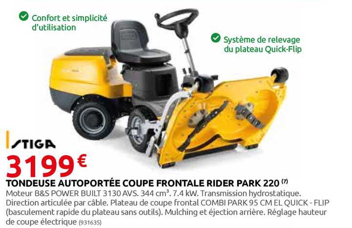 tondeuse autoportée coupe frontale rider park 220 stiga