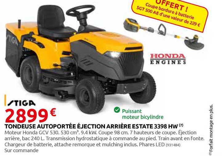 tondeuse autoportée éjection arrière estate 3398 hw stiga
