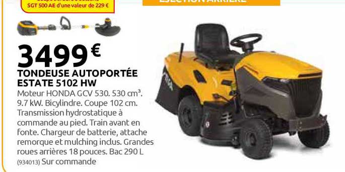 tondeuse autoportée estate 5102 hw