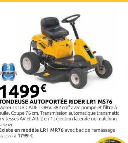 tondeuse autoportée rider lr1 ms76