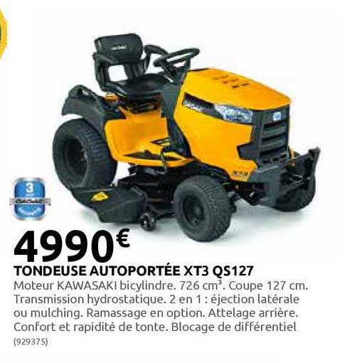 Tondeuse Autoportée Xt3 Qs127