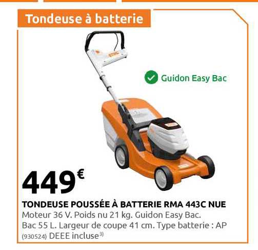 tondeuse poussée à batterie rma 443c nue