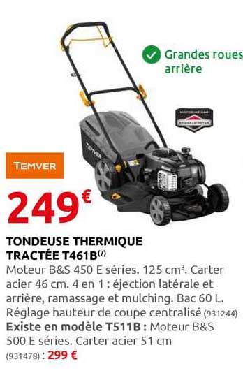 Tondeuse Thermique Tractée T461b Temver