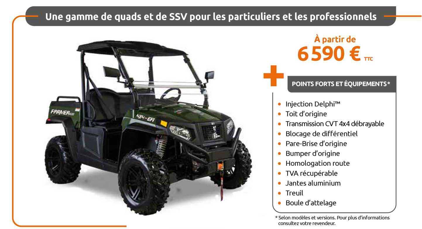 une gamme de quads et de ssv pour les particuliers et les professionnels