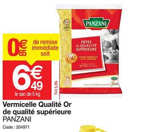 vermicelle qualité or de qualité supérieure panzani